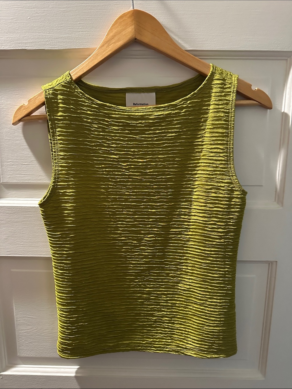 Reformation Textured Sleeveless Tank — Olive